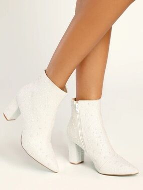 Betsey Johnson Cady Dress Ankle Boots Pearl Rhinestone Embellished 10 Lulus $159